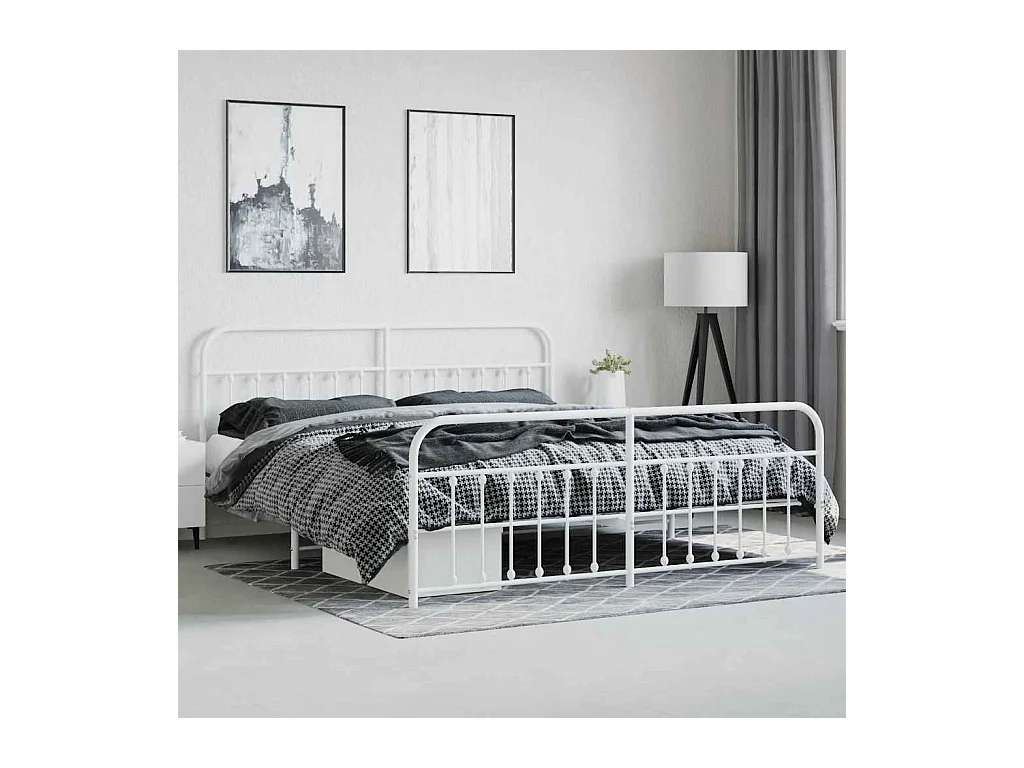 Estructura de cama de metal sin colchón ni piecero blanco 200x200 cm