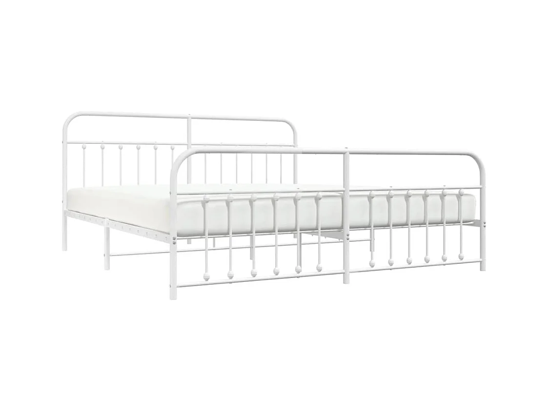 Estructura de cama de metal sin colchón ni piecero blanco 200x200 cm