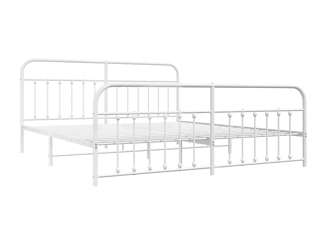 Estructura de cama de metal sin colchón ni piecero blanco 200x200 cm