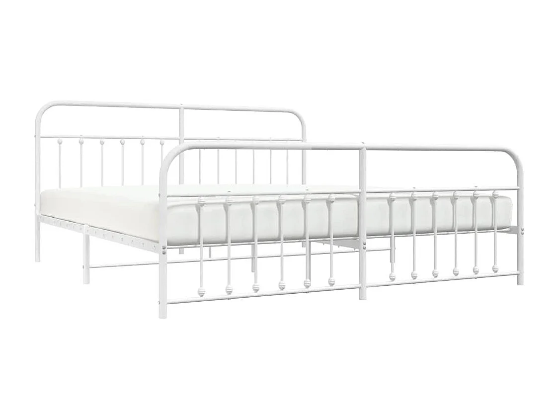 Estructura de cama de metal sin colchón ni piecero blanco 200x200 cm