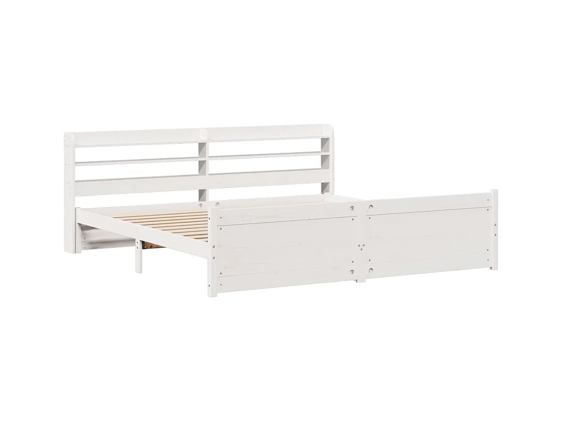 Cadre de lit avec tête de lit sans matelas blanc 200x200 cm