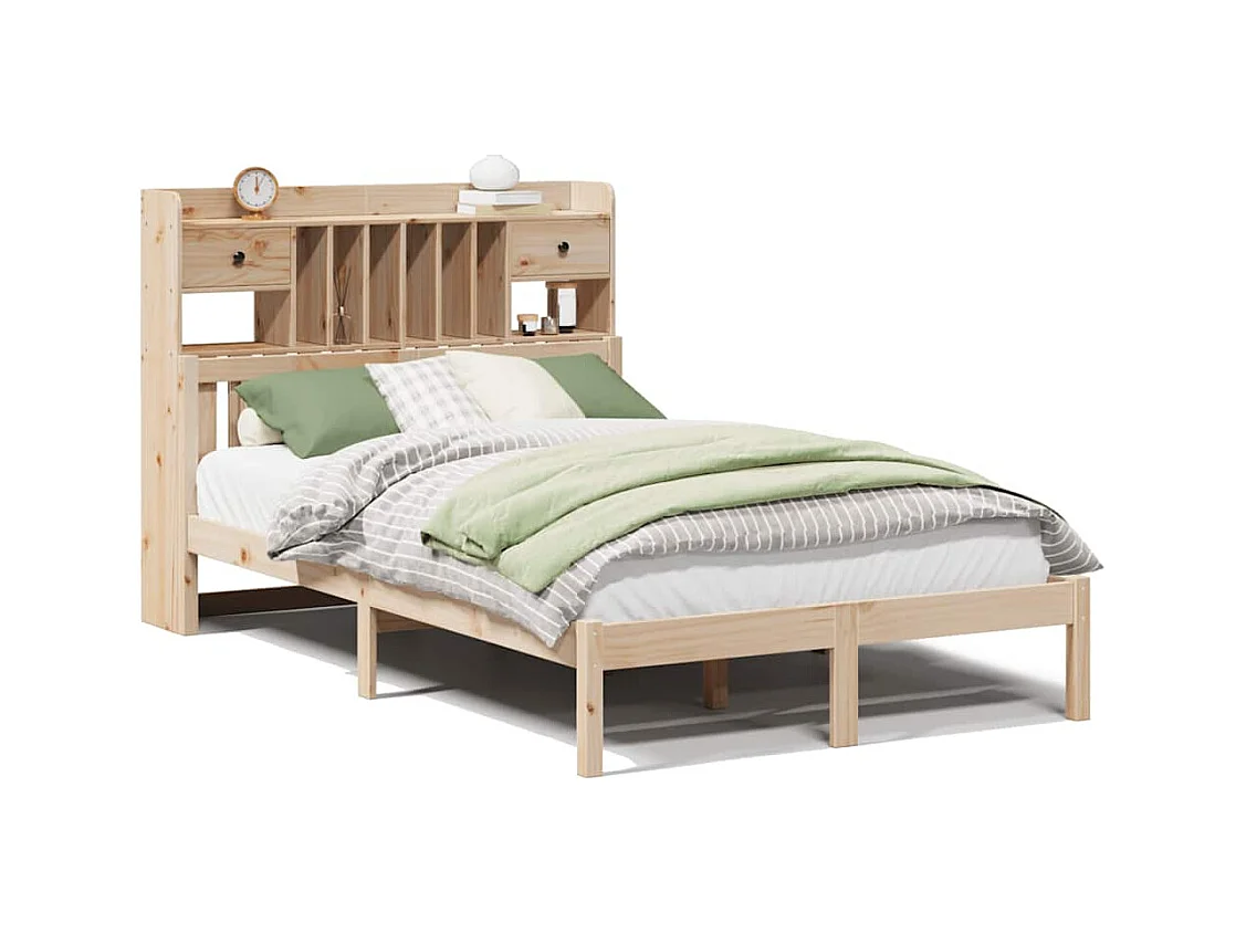 Cama librería sin colchón 135x190 cm madera maciza de pino