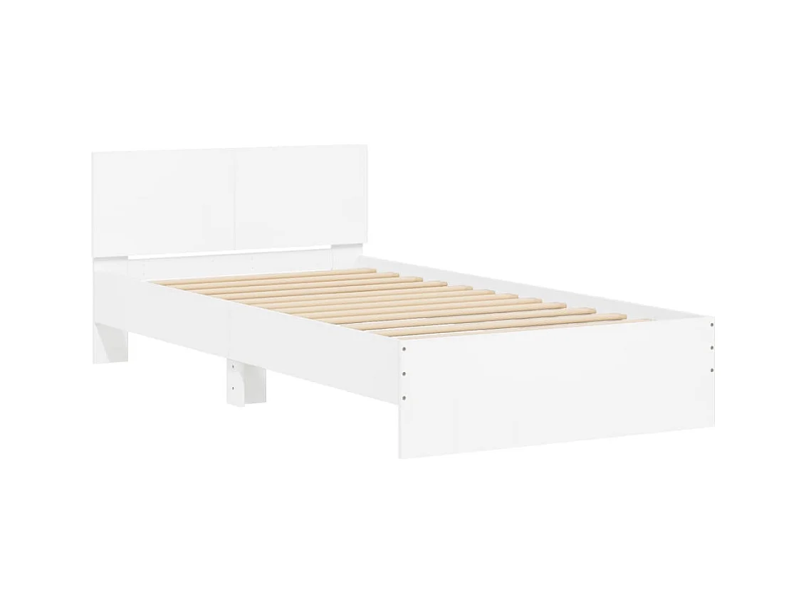 Estructura de cama sin colchón con cabecero blanco 100x200 cm