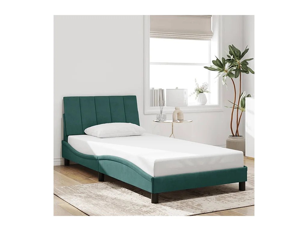 Bedframe zonder matras donkergroen 100x200 cm fluweel