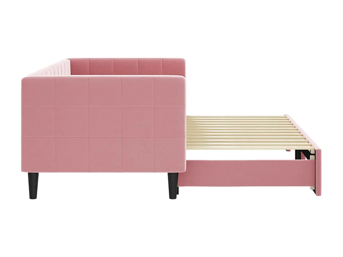 Lit de jour avec gigogne sans matelas rose 80x200 cm