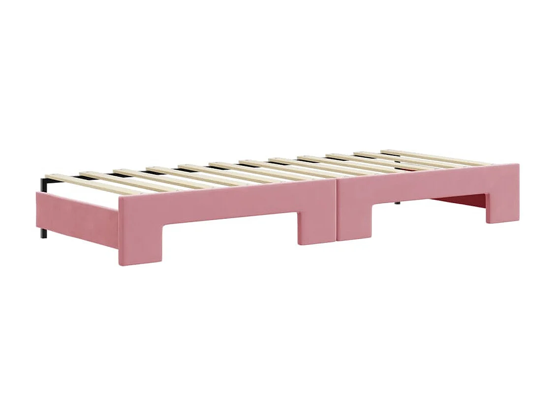 Lit de jour avec gigogne sans matelas rose 80x200 cm