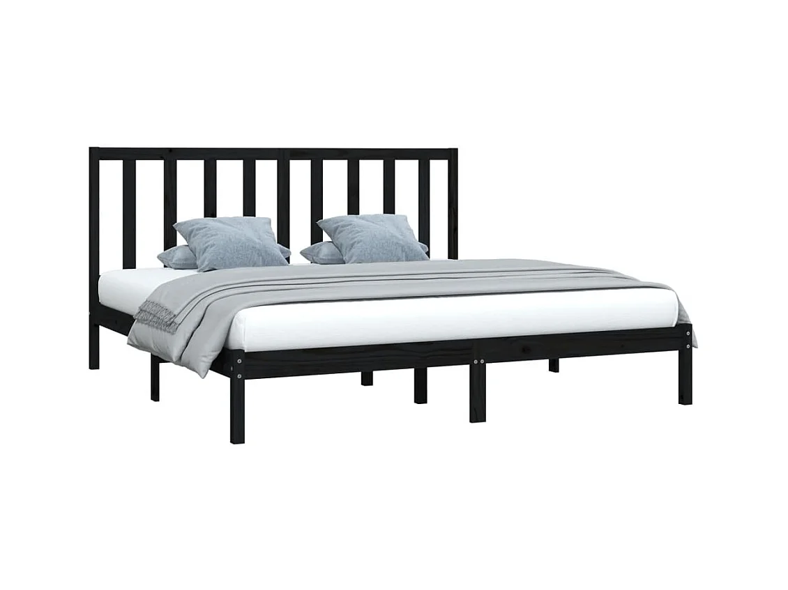 Bedframe zonder matras zwart massief grenenhout 200x200 cm