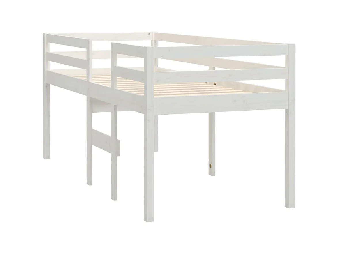 Lit haut sans matelas blanc 80x200 cm bois de pin massif