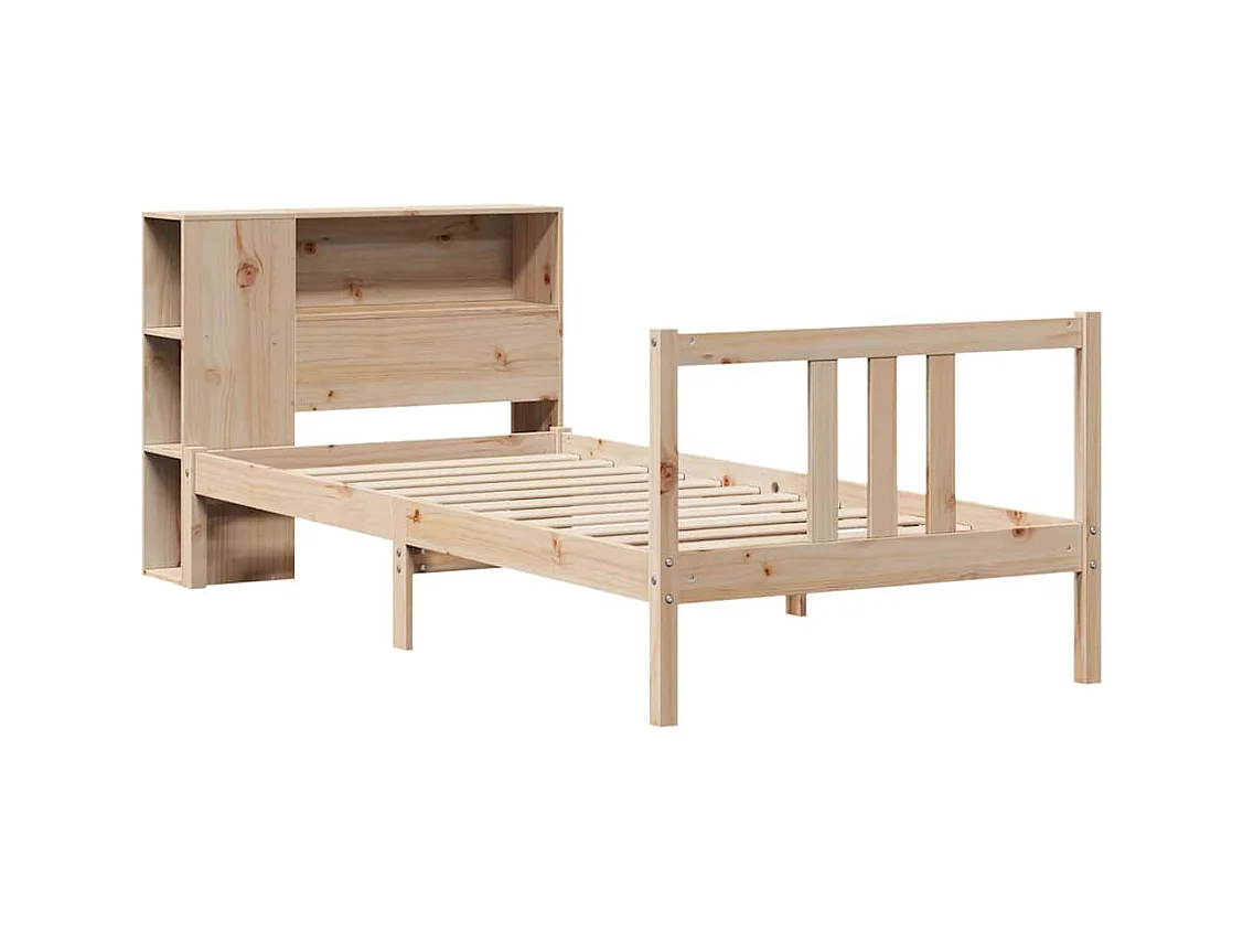 Lit bibliothèque sans matelas 75x190 cm bois de pin massif