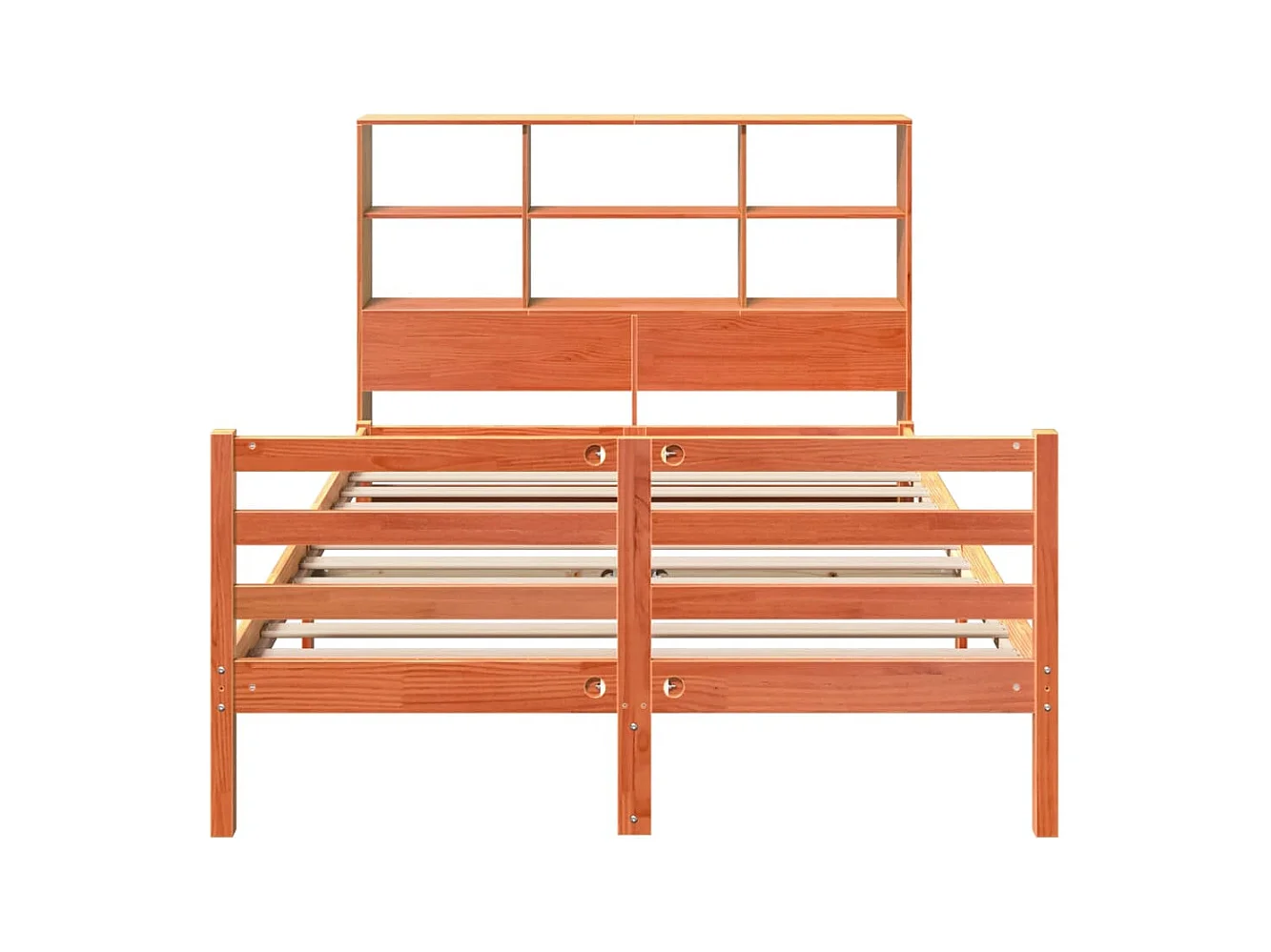 Letto libreria senza materasso, cera marrone, 140x190cm, legno massello