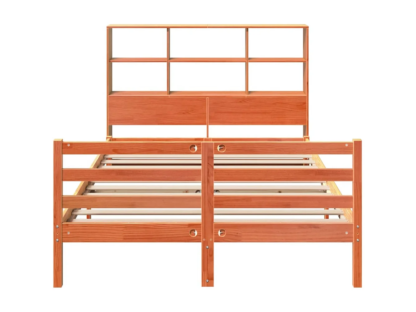 Letto libreria senza materasso, cera marrone, 140x190cm, legno massello