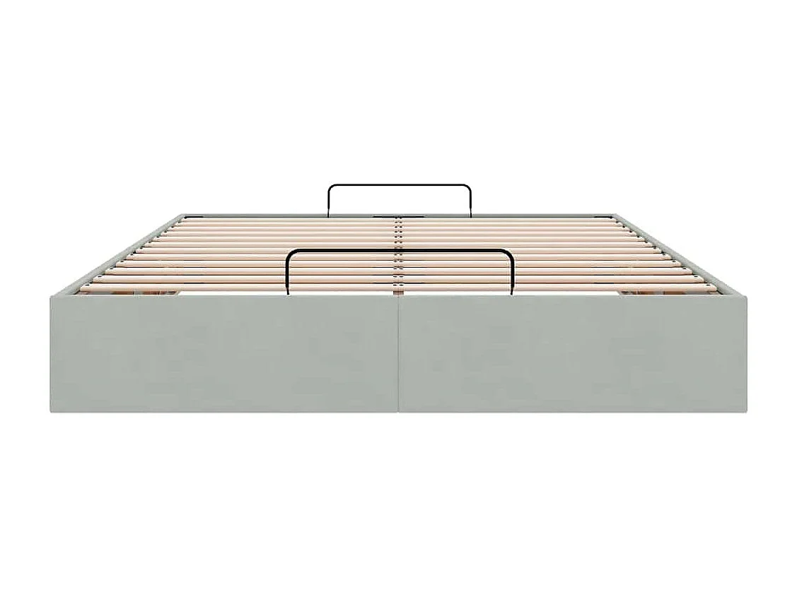 Struttura letto pouf senza materasso grigio chiaro 140x200 cm velluto