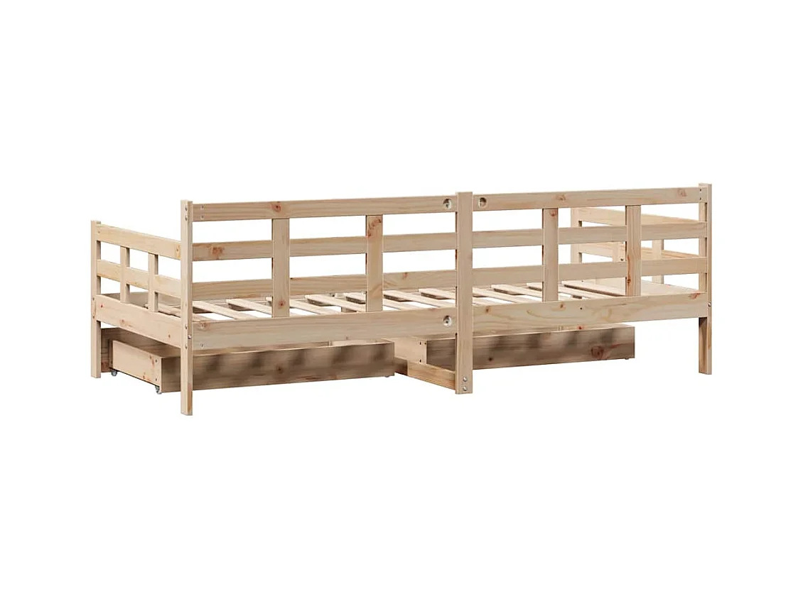 Tagesbett mit Schubladen ohne Matratze 80x200 cm Massivholz