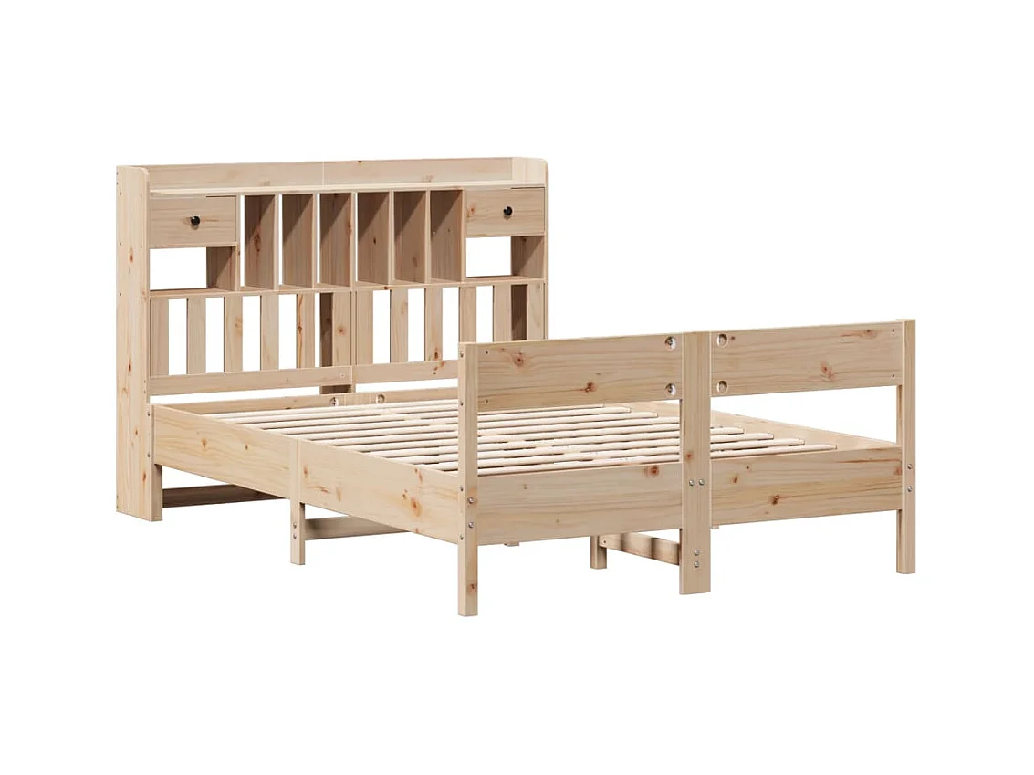 Bibliotheekbed zonder matras 140x190 cm massief grenenhout