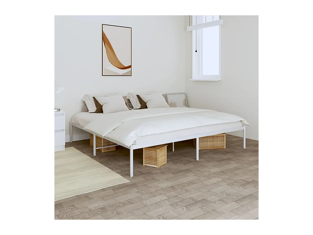 Struttura letto in metallo senza materasso bianco 180x200 cm