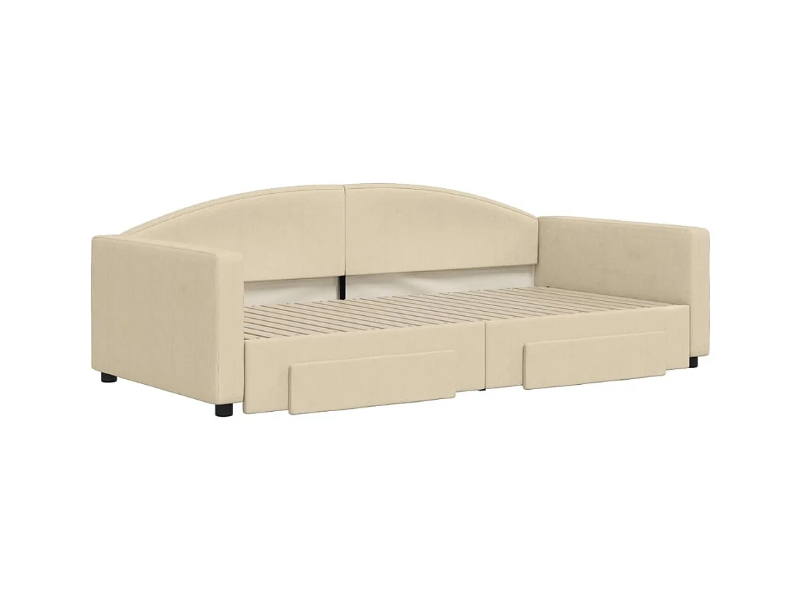 Dagbed met onderschuifbed en lades crème 100x200 cm stof