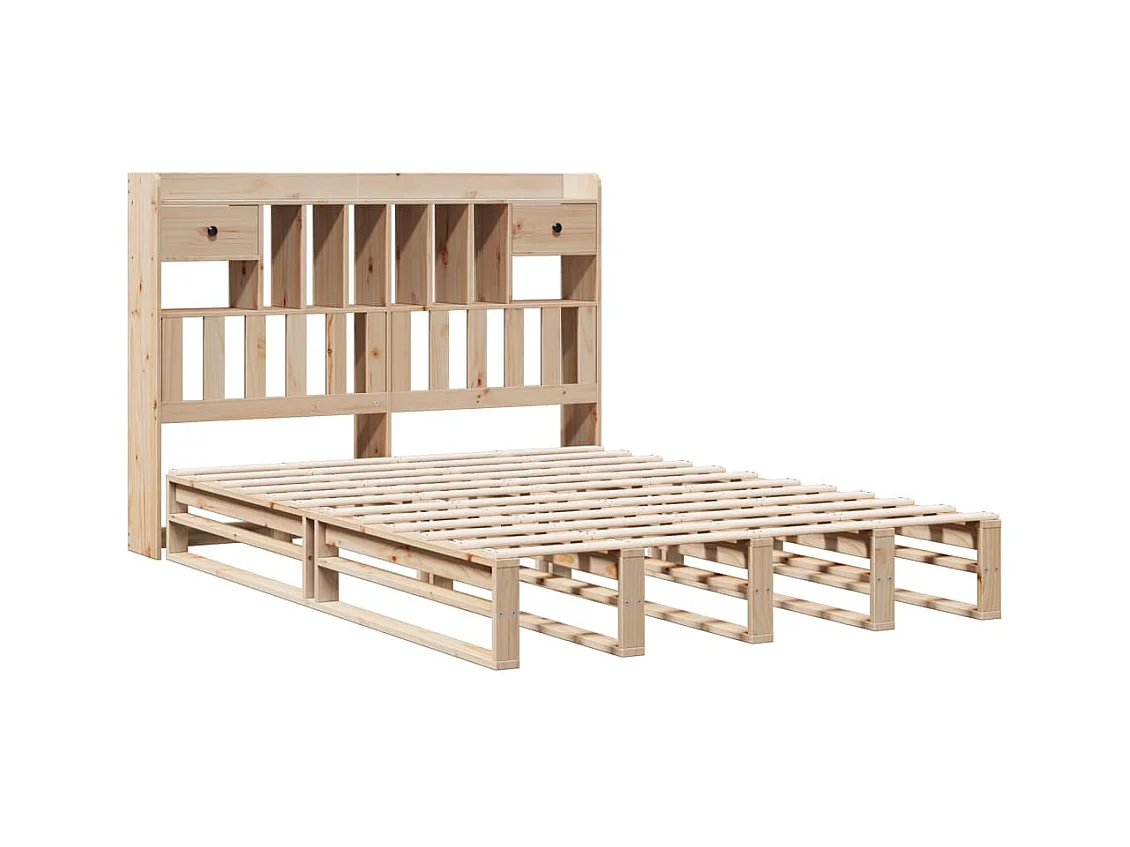 Bibliotheekbed zonder matras 140x200 cm massief grenenhout