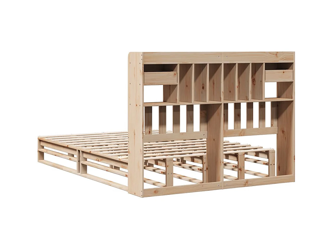 Bibliotheekbed zonder matras 140x200 cm massief grenenhout
