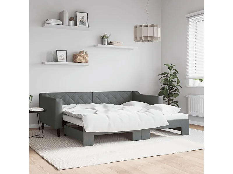 Dagbed met onderschuifbed zonder matras donkergrijs 90x190 cm