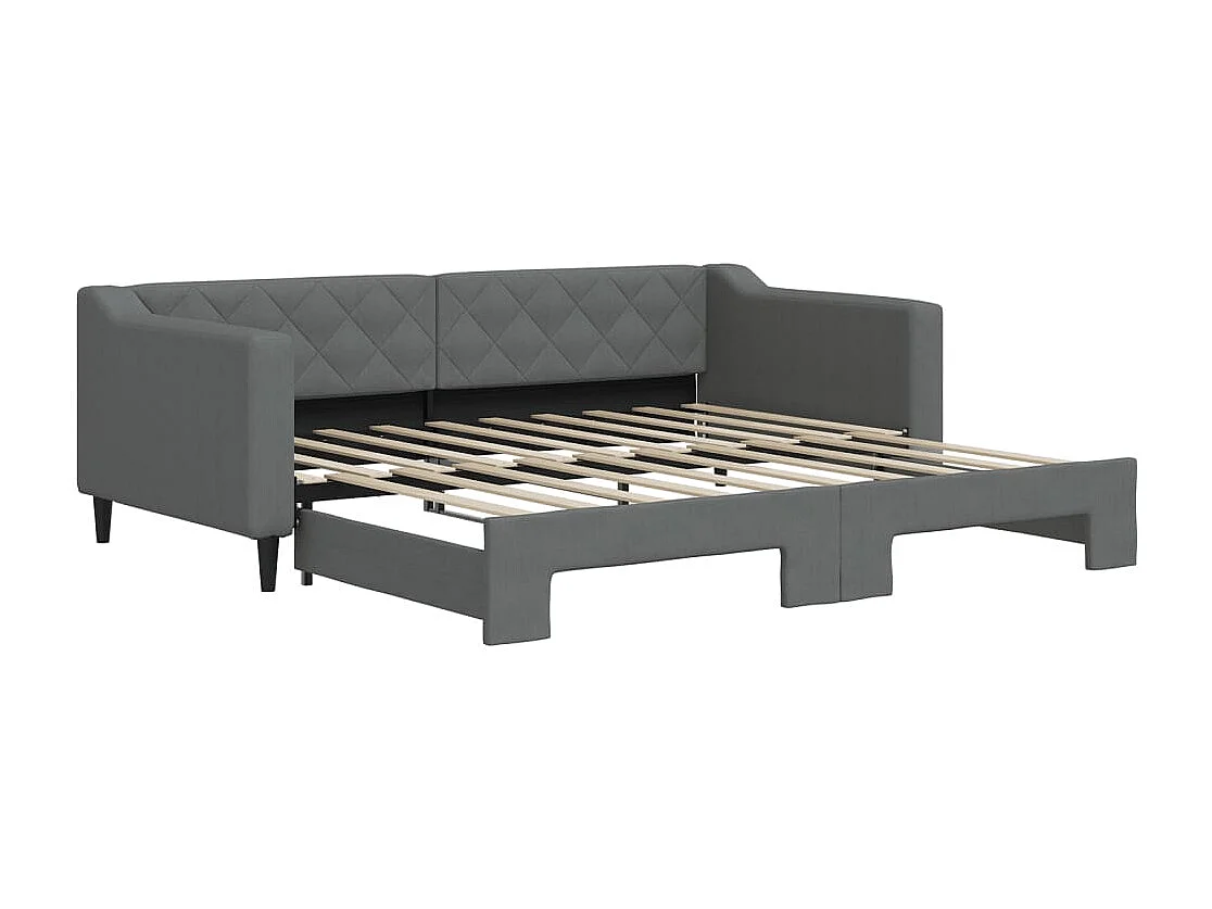 Tagesbett mit Ausziehbett ohne Matratze dunkelgrau 90x190 cm