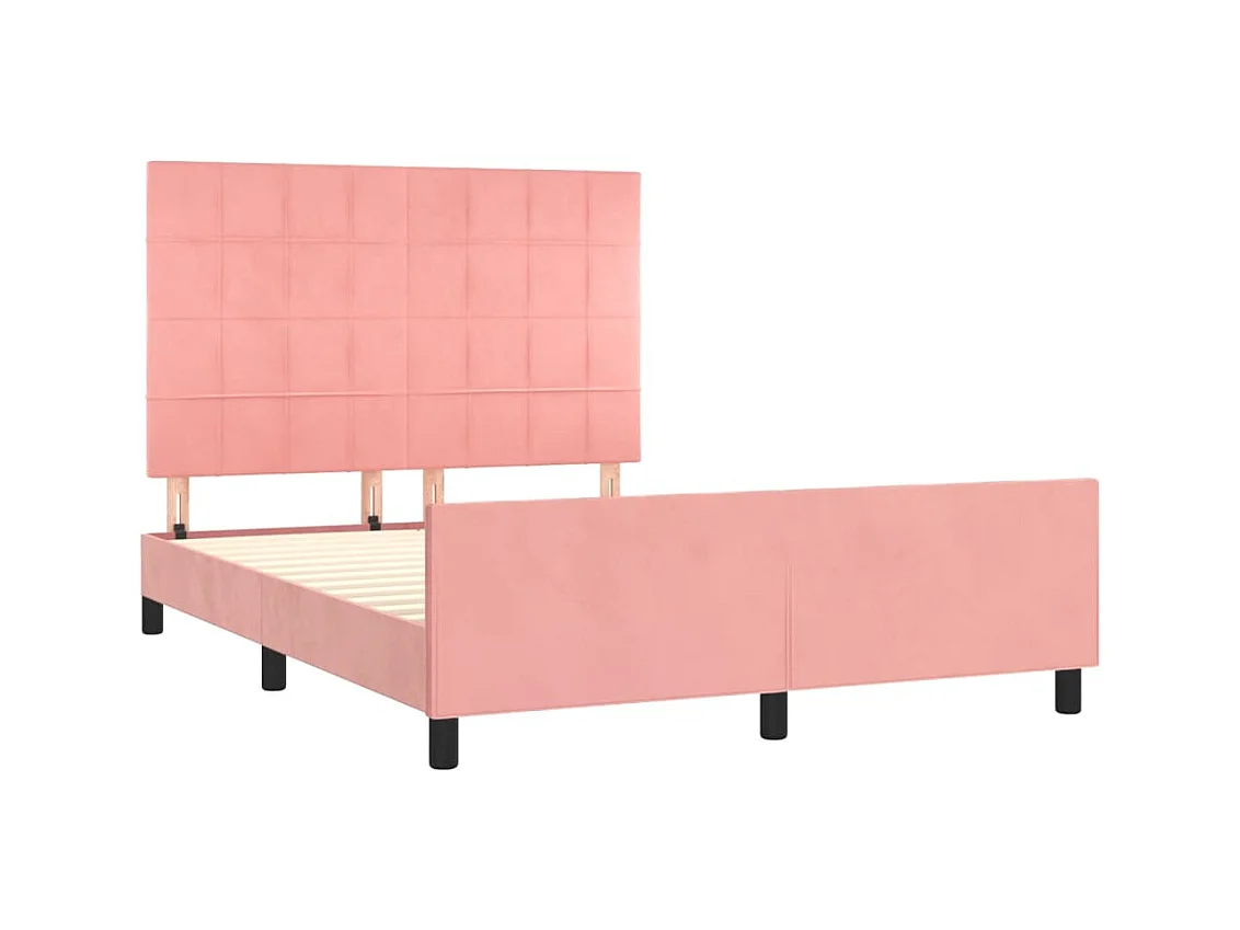 Struttura letto senza materasso rosa 140x190 cm velluto