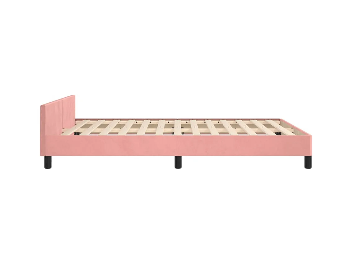 Struttura letto senza materasso rosa 140x190 cm velluto