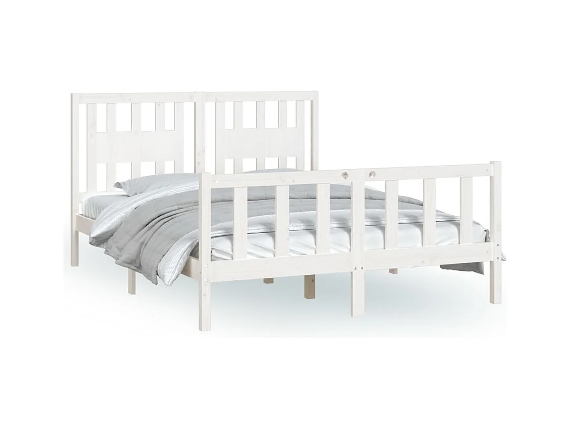Bedframe zonder matras wit massief grenenhout 140x200 cm