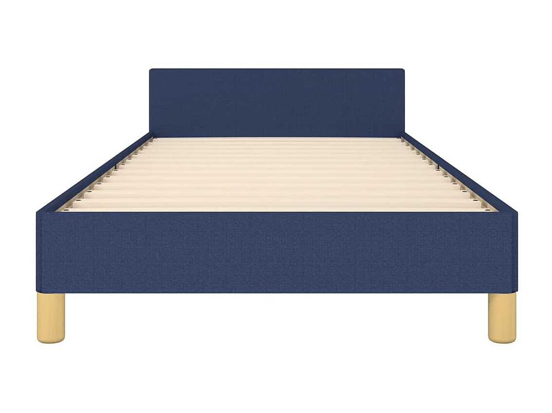 Struttura letto senza materasso con testiera blu 90x190cm tessuto
