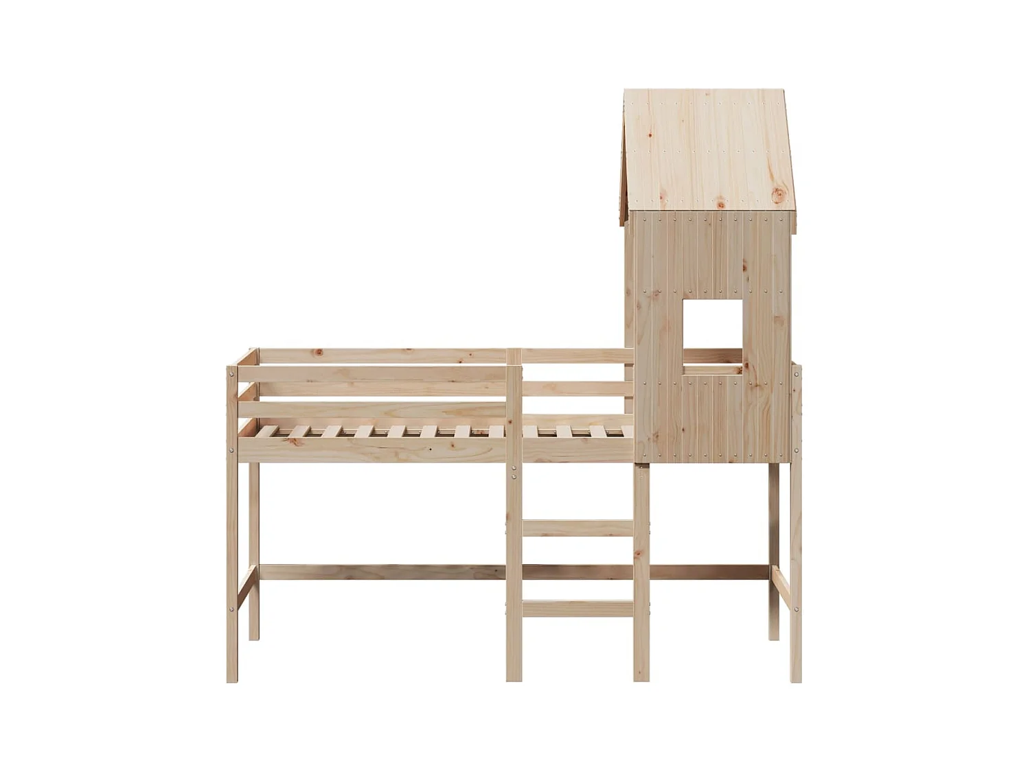 Letto a castello con scaletta e tetto senza materasso 80x200 cm