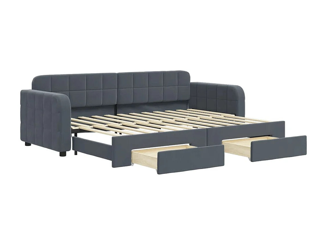 Tagesbett mit Ausziehbett und Schubladen ohne Matratze 80x200 cm