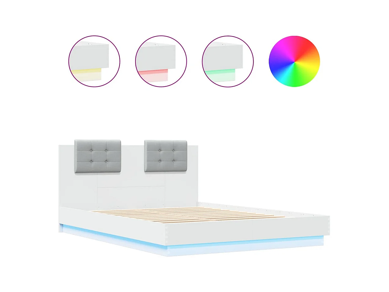 Bedframe met LED zonder matras wit 150x200 cm