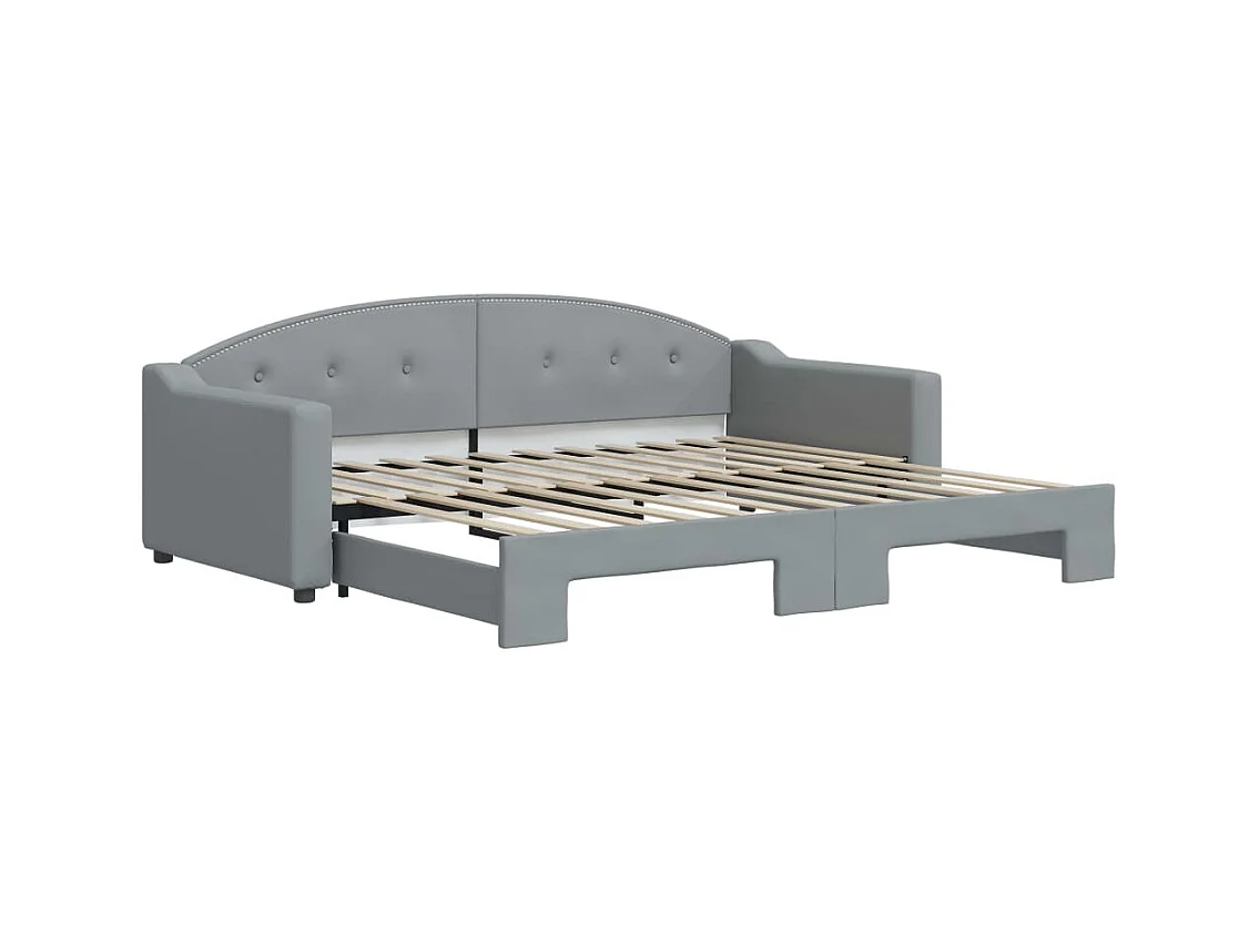 Lit de jour avec gigogne sans matelas gris clair 90x200 cm