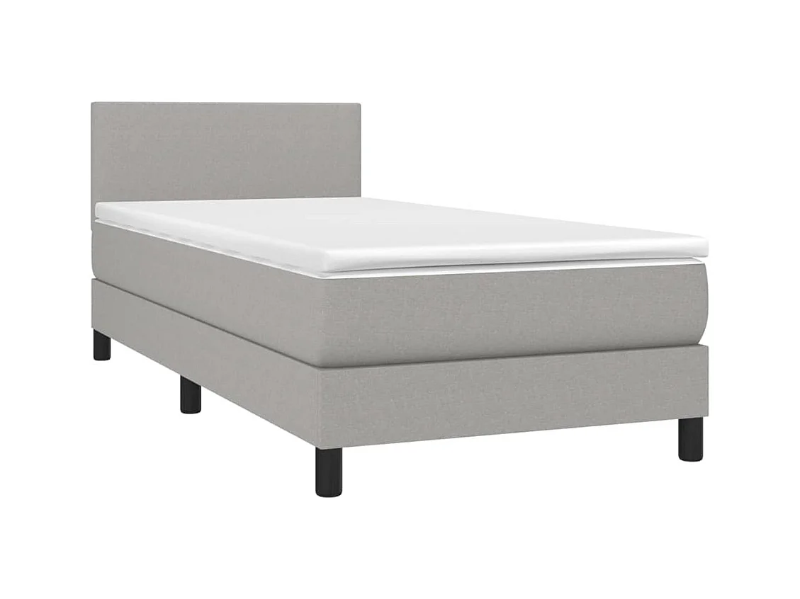 Sommier à lattes de lit avec matelas Gris clair 90x200 cm Tissu