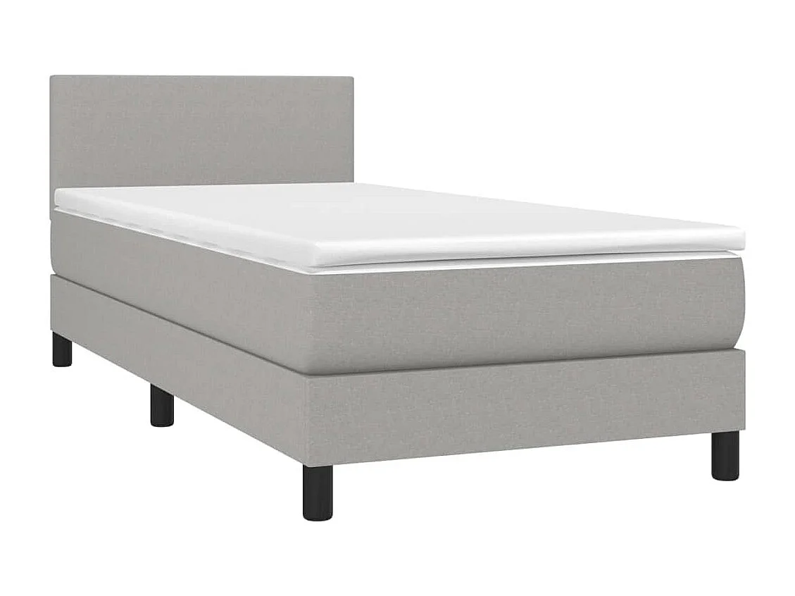 Sommier à lattes de lit avec matelas Gris clair 90x200 cm Tissu