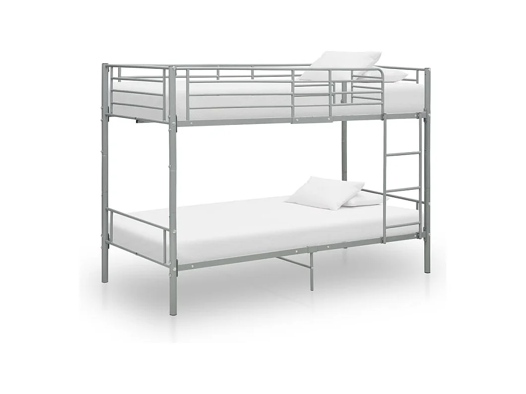 Lit superposé sans matelas gris métal 90x200 cm