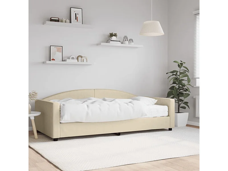 Dagbed met crèmekleurige matras 100x200 cm stof
