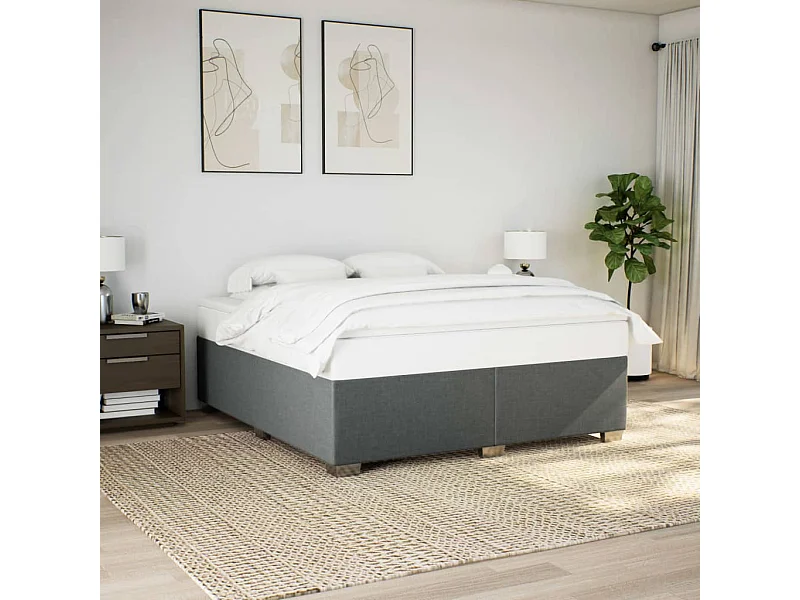 Bedframe zonder matras donkergrijs 200x200 cm stof