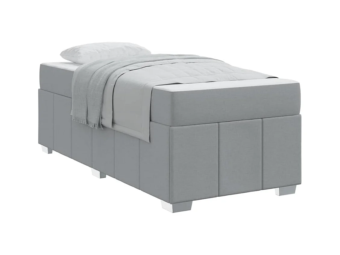 Cadre de lit avec matelas Gris clair 100 x 200 cm tissu