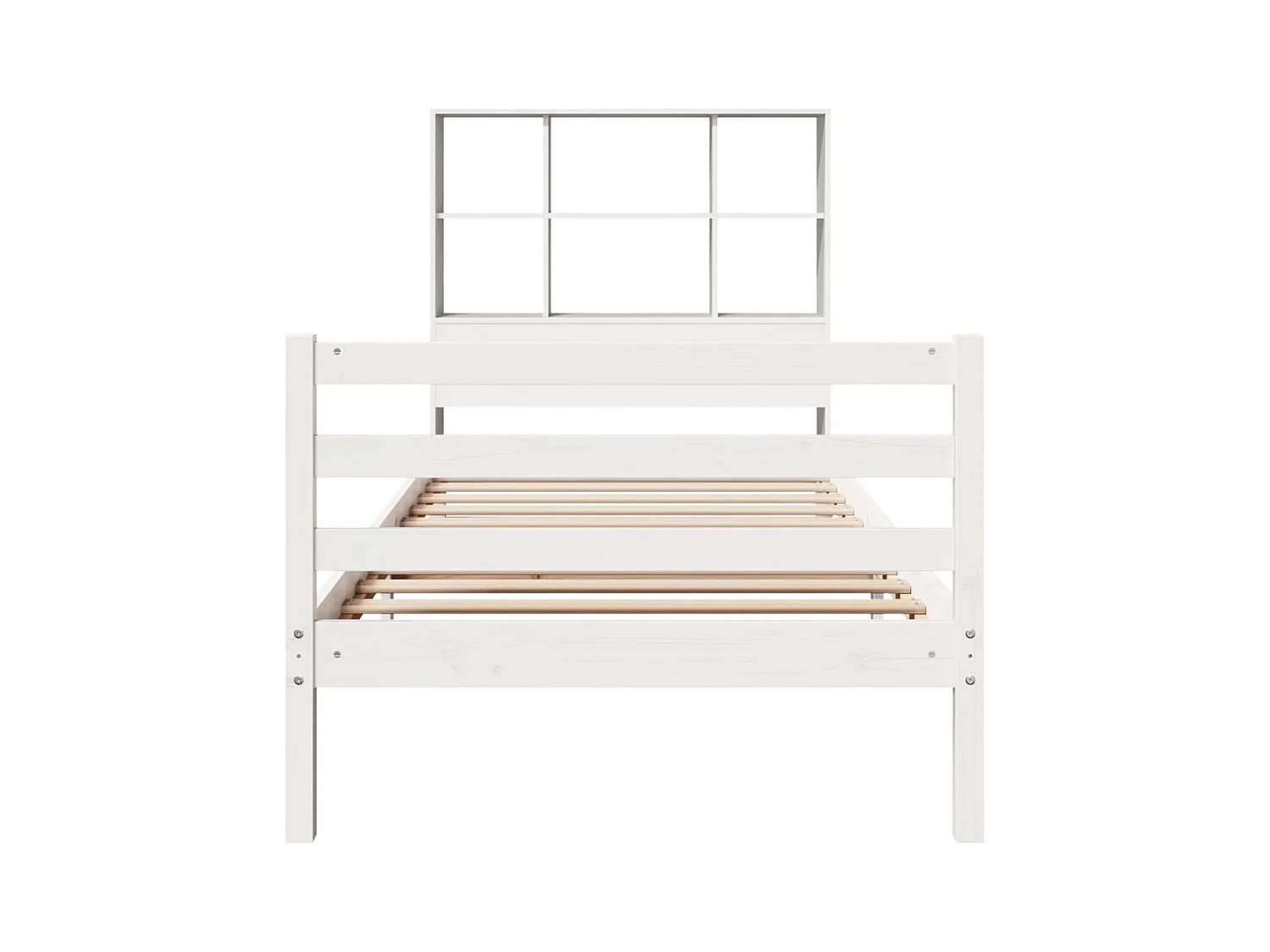 Lit bibliothèque sans matelas blanc 90x200cm bois de pin massif