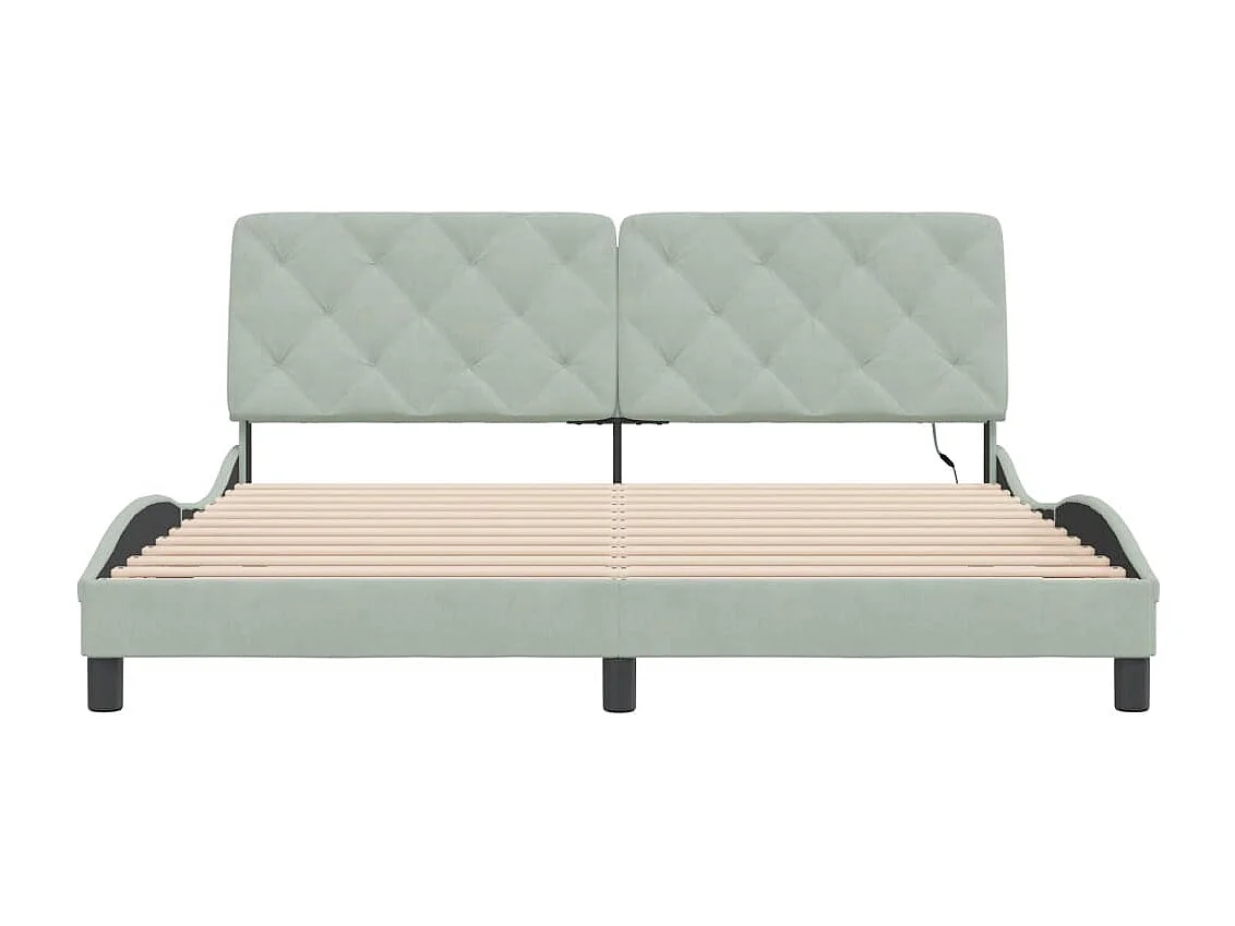 Struttura letto con LED senza materasso grigio chiaro 180x200cm velluto