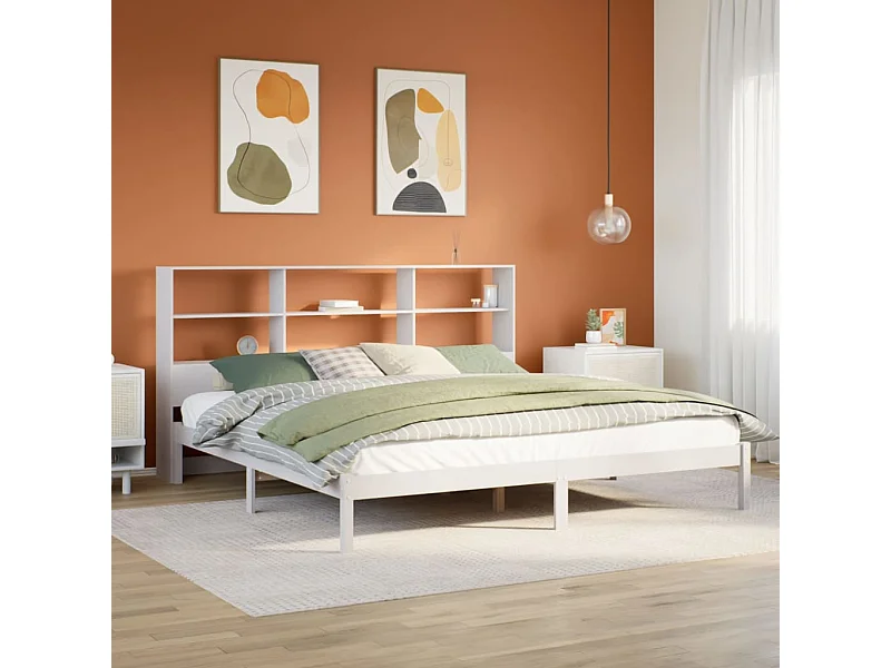 Wit boekenkastbed zonder matras 180x200 cm massief grenenhout