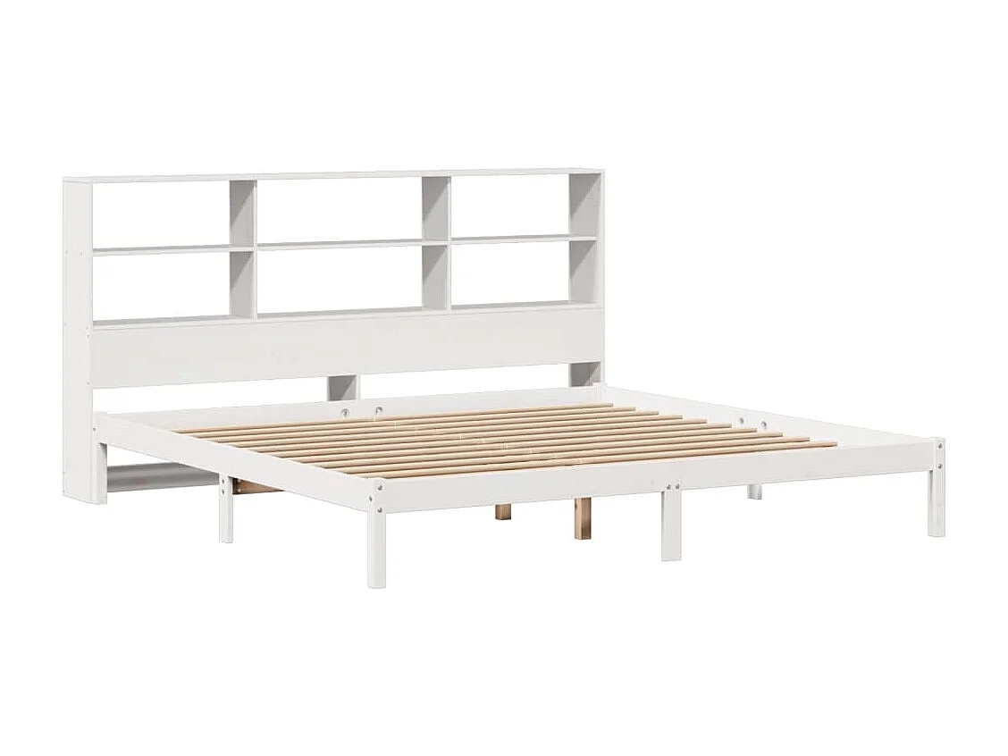 Lit bibliothèque sans matelas blanc 180x200 cm bois pin massif