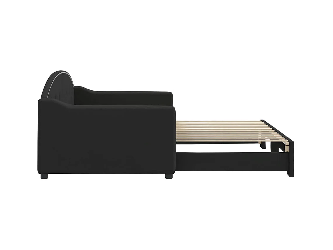 Lit de jour avec gigogne sans matelas noir 90x200 cm