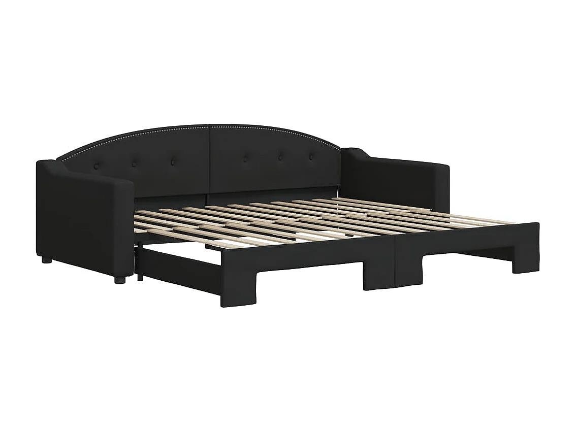 Lit de jour avec gigogne sans matelas noir 90x200 cm