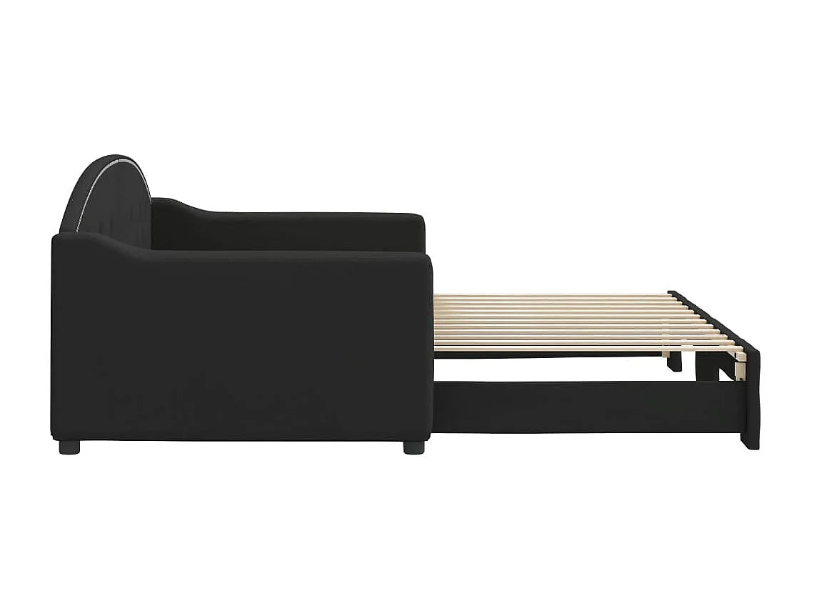 Lit de jour avec gigogne sans matelas noir 90x200 cm