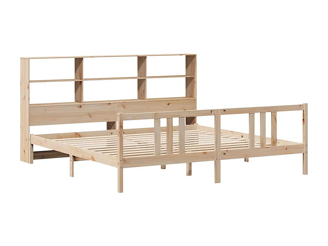 Lit bibliothèque sans matelas 180x200 cm bois massif de pin