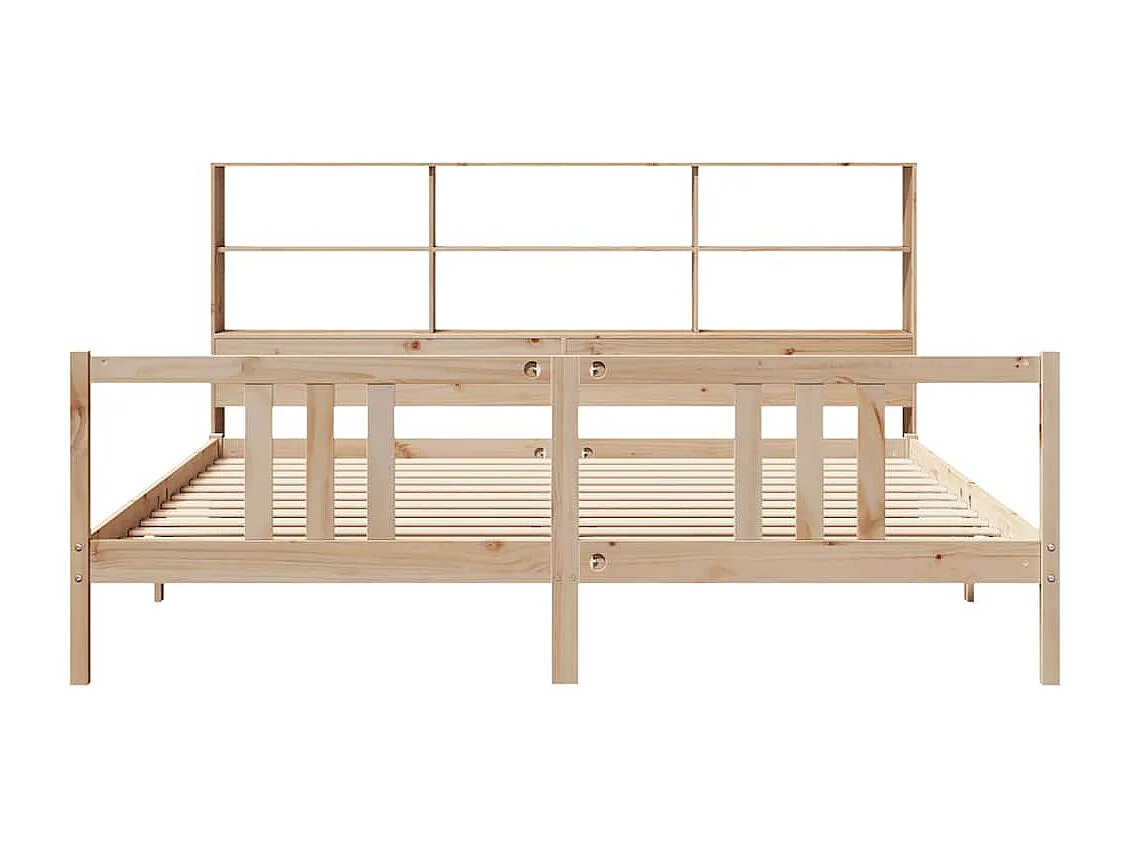 Lit bibliothèque sans matelas 180x200 cm bois massif de pin