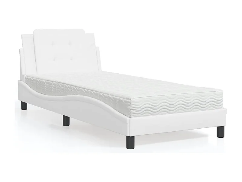 Bed met witte matras 90x190 cm imitatieleer