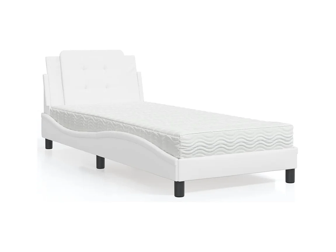 Cama con colchón blanco 90x190 cm símil piel