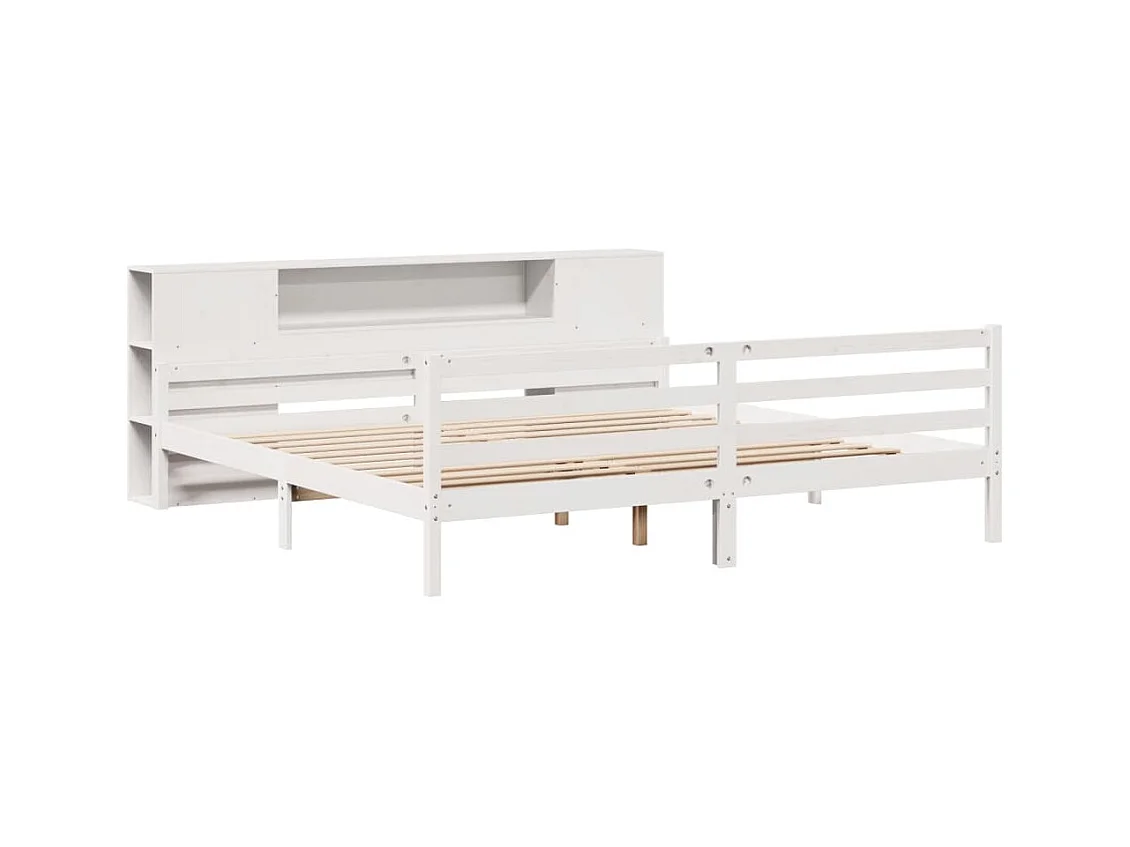 Cama librería blanca sin colchón 180x200 cm madera maciza de pino